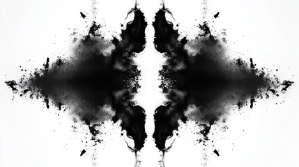 Poster - Symmetrical Black Ink Blot Abstract Art Design