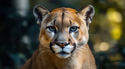 Poster - Majestic Cougar Close Up Portrait In Natural Habitat