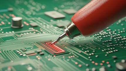 Poster - Red tool repairing a circuit board component