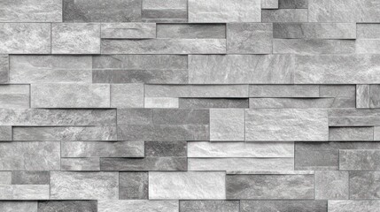 Poster - Grey Stone Wall Rectangular Tile Pattern Design