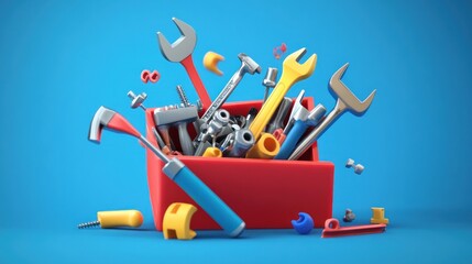 Poster - Colorful Tools Overflowing From A Red Toolbox