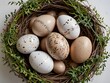 © LiliyaDzyba - Large Easter eggs in a nest of twigs, top view. Concept Orthodox holiday of Holy Easter.