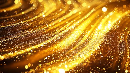 Aufkleber - Sparkling Gold Particles in Motion Creating a Vibrant and Luminous Background : Generative AI