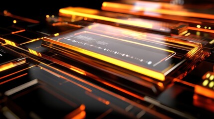 Poster - Abstract Orange and Black Technological Interface Design