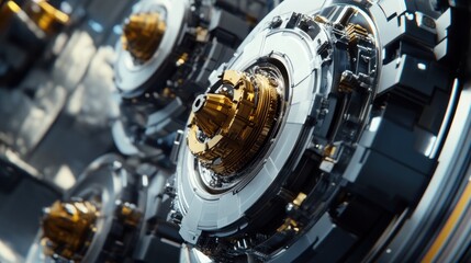 Poster - Intricate Gold and Silver Mechanical Device Rotating