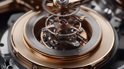 Poster - Intricate Rose Gold Watch Mechanism Gears