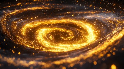 Poster - Spiraling Golden Nebula with Sparkling Stars and Mystical Cosmic Swirl of Light : Generative AI