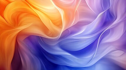 Aufkleber - Vibrant Abstract Satin Fabric in Sunset Colors Blending Orange Purple and Blue for Artistic Decor : Generative AI