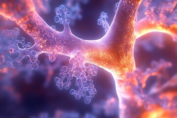 Poster - Close-up of Digital Rendering of Intricate Bioluminescent Tree Structure : Generative AI