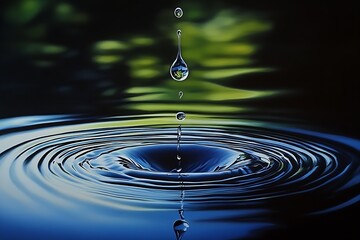 Aufkleber - Perfect Water Droplet Ripple Effect Creating Reflective Art : Generative AI