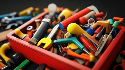 Poster - Colorful Tools Overflowing From A Red Toolbox