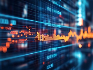 Poster - Futuristic Digital Stock Market Chart with Dynamic Data Waves : Generative AI