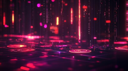 Aufkleber - Futuristic Data Stream with Neon Lines and Abstract Digital Elements Illustrating Cybersecurity and Information Technology : Generative AI