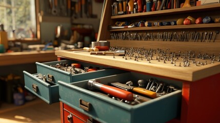 Poster - Well Organized Craftsmans Tool Cabinet And Workshop