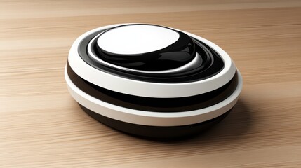 Aufkleber - Abstract Black and White Oval Object on Wood