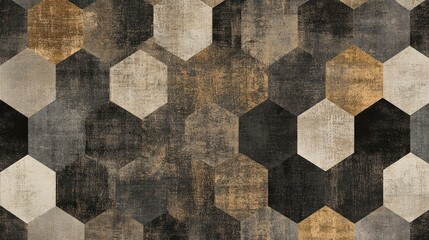 Aufkleber - Abstract Hexagon Pattern in Earthy Tones