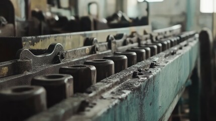 Poster - Old Rusty Industrial Machine Conveyor Belt System