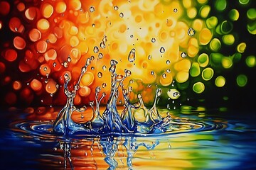 Poster - Dynamic Water Splash Painting with Vivid Colors and Abstract Beauty : Generative AI