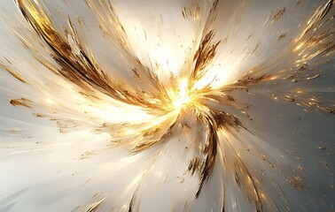 Aufkleber - Radiant Swirling Gold and White Abstract Light Explosion : Generative AI
