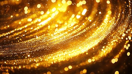 Poster - Golden Spiral of Shimmering Light Particles Creating Magical Abstract Background : Generative AI