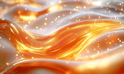 Fototapete - Luminous Golden Liquid Waves Creating Mesmerizing Artistic Patterns : Generative AI