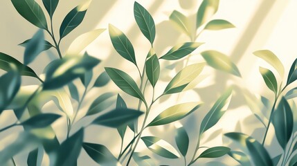 Poster - Sunlit Green Leaves Softly Illuminated Background