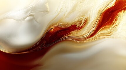 Aufkleber - Rich Gold and Crimson Abstract Movement of Flowing Liquid Art Design Swirling Patterns : Generative AI