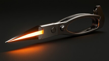 Aufkleber - Glowing Metal Scissors Dark Background Studio Shot