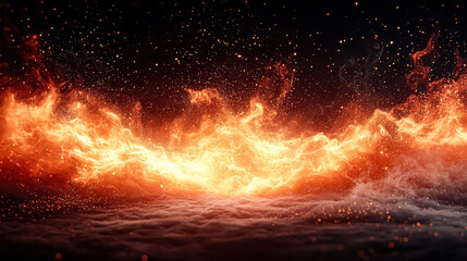 Wall Mural - long, glowing orange line stretches across the sky, with a multitude of stars and dust particles sca