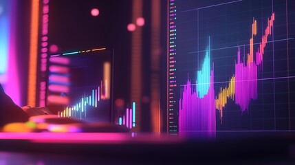 Poster - Stock Market Analysis on Neon Graphs and Screens in a Modern Environment : Generative AI