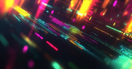Poster - Colorful Abstract Motion of Neon Lights in Cyber Digital Background : Generative AI