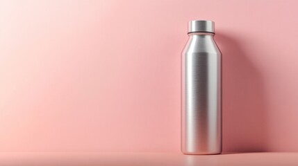 Aufkleber - Sleek Silver Bottle Against Pink Background