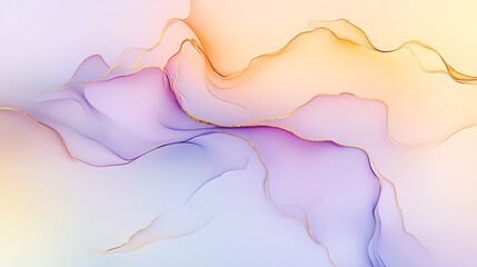 Aufkleber - Vibrant Pastel Abstract Landscape with Dynamic Purple and Orange Waves : Generative AI