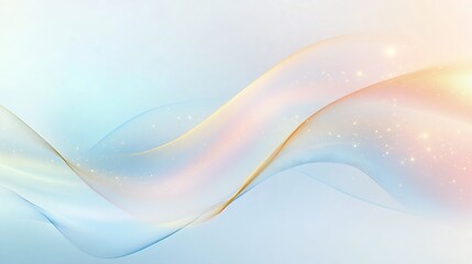 Poster - Wavy Pastel Abstract with Glittering Light Highlights in Soft Hues : Generative AI