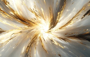 Poster - Vibrant Golden and White Artistic Explosion with Dynamic Swirls : Generative AI
