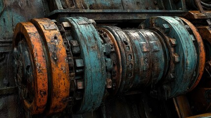 Poster - Rusty Industrial Machine Gears and Components