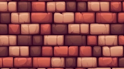 Poster - Seamless Pattern of Brown and Red Stone Blocks