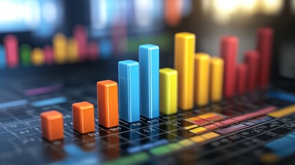 Poster - Colorful Bar Graph Shows Increasing Financial Growth