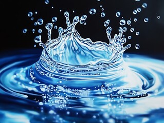 Aufkleber - Captivating Water Splash with Ripple Effect in Dramatic Photographic Art : Generative AI