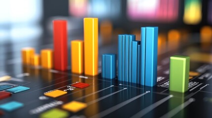 Poster - Colorful Three Dimensional Bar Graph Data Representation