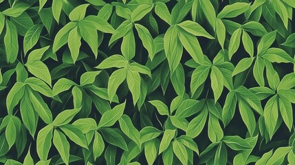 Poster - Lush Green Foliage Abundant Leaf Texture Background