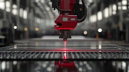 Poster - Industrial Laser Cutting Machine Precisely Etches Metal Sheet