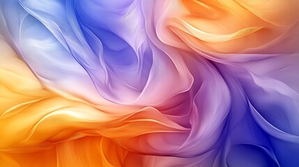 Aufkleber - Elegant Flowing Abstract Patterns in Smooth Blue and Orange Tones for Digital Art : Generative AI