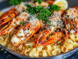 © Tatiana - Creamy garlic shrimp pasta with grilled prawns and parsley