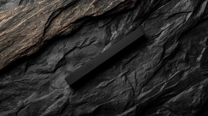 Aufkleber - Black Rectangular Object on Dark Rocky Surface