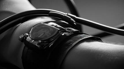 Poster - Black and white image of a wrist worn device