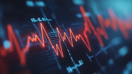 Poster - Digital Display Showing Red And Blue Data Lines