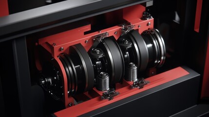 Poster - Complex machinery internal components detailed view