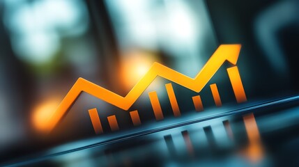 Fototapete - Abstract Financial Bar Graph with Arrow Showing Profit Increase and Business Success : Generative AI