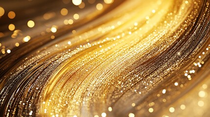 Leinwandbilder - Vibrant Golden Swirls with Glitter and Bokeh Lighting Effects : Generative AI